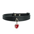 Bobby Heart of the Ocean Leather Cat Collar in Black