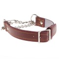 Hamish McBeth Leather Half Check Dog Collar Red