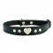 Bobby Leather Cat Collar Hearts in Black