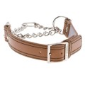 Hamish McBeth Leather Half Check Dog Collar Tan