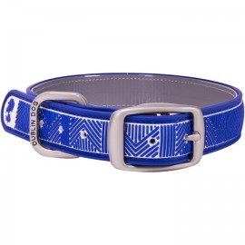 Dublin Dog All Style No Stink Waterproof Dog Collar Chevron Atlantic Blue