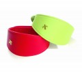 Bobby Leather Greyhound Dog Collar in red and lime green