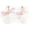 Hamish McBeth Poodle with Pink Ribbon Drop Earrings