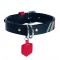 Bobby College Leather Dog Collar in Navy Blue