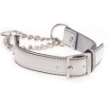 Hamish McBeth Leather Half Check Dog Collar White